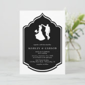Invitation Dancing Couple Illustration Mariage noir moderne (Debout devant)