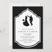 Invitation Dancing Couple Illustration noir blanc Mariage (Devant)