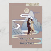 Invitation Dancing Couple Mountain Moon Road Mariage intime (Devant / Derrière)