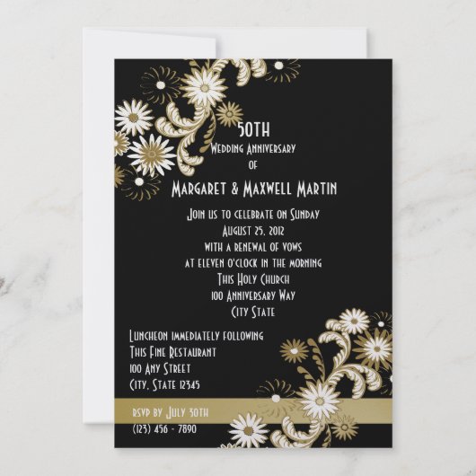 Invitation Dancing Daisies 50e Anniversaire (Dos)