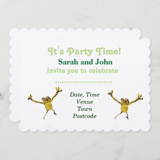 Invitation Dancing Frog Party Animal (Devant / Derrière)