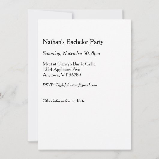 Invitation Dancing Man Personnalisable Bachelor Party Invitat (Dos)