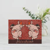 Invitation Dancing Pig Antique Cute Danseuse (Debout devant)