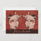 Invitation Dancing Pig Antique Cute Danseuse (Devant)
