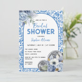 Invitation Dancing Queen Disco Ball Blue Tile Fête des mariée (Debout devant)