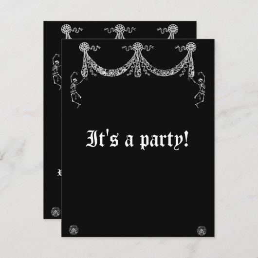 Invitation Dancing Skeleton Garland Goth Mariage (Devant / Derrière)