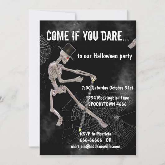 Invitation Dancing Skeleton Halloween (Devant)