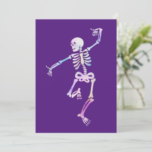 Invitation Dancing Skeleton Watercolor (Debout devant)