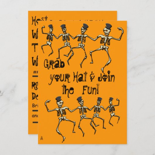 Invitation Dancing Skeletons (Devant / Derrière)