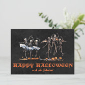Invitation Dancing Skeletons Black Orange Halloween Party (Debout devant)
