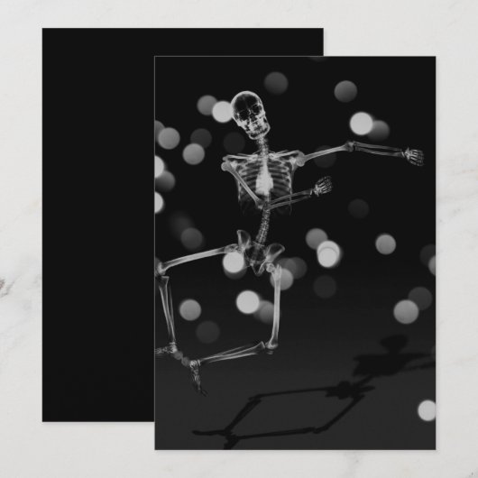 Invitation Dancing X-Ray Skeleton - Noir & Blanc (Devant / Derrière)