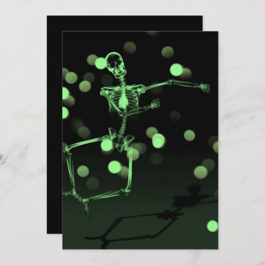 Invitation Dancing X-Ray Skeleton - Vert (Devant / Derrière)