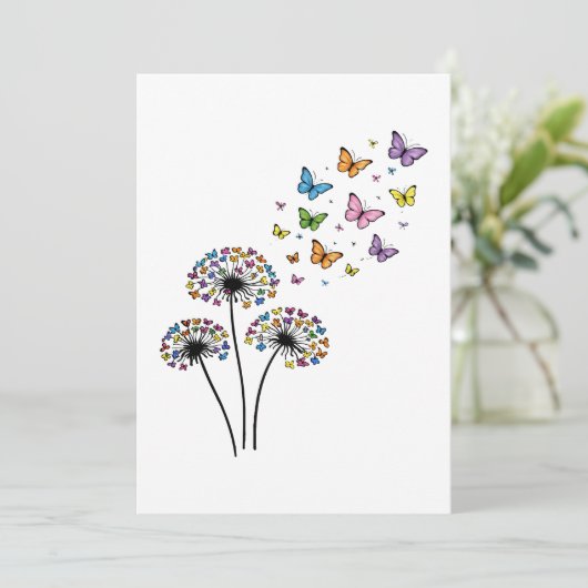 Invitation Dandelion butterfly flow (Debout devant)