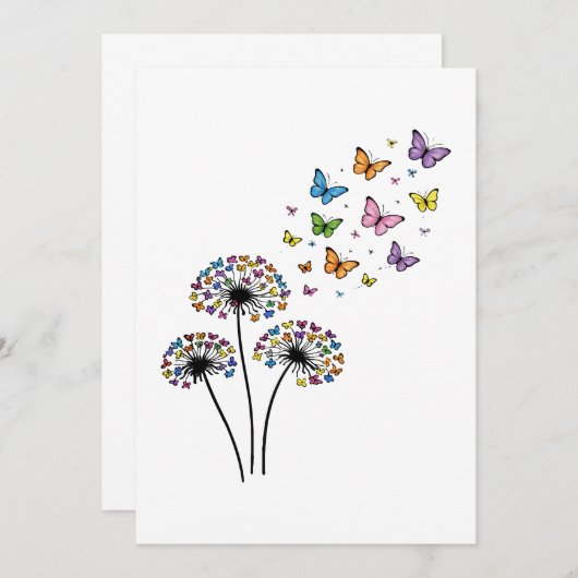Invitation Dandelion butterfly flow (Devant / Derrière)