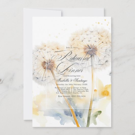 Invitation Dandelion Dîner de répétition Mariage Code QR (Devant)