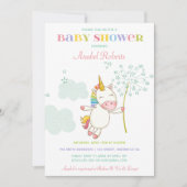 Invitation Dandelion d'invitation de Baby shower de licorne d (Devant)