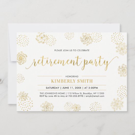 Invitation Dandelion Or | Soirée de retraite moderne (Devant)