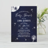 Invitation Dandelion soufflant Starry Baby shower de nuit (Debout devant)