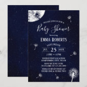 Invitation Dandelion soufflant Starry Baby shower de nuit (Devant / Derrière)