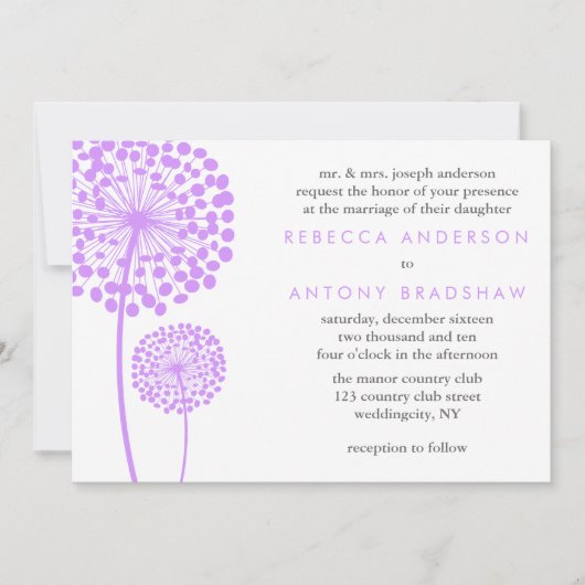 Invitation Dandelion souhaite Mariage (Devant)