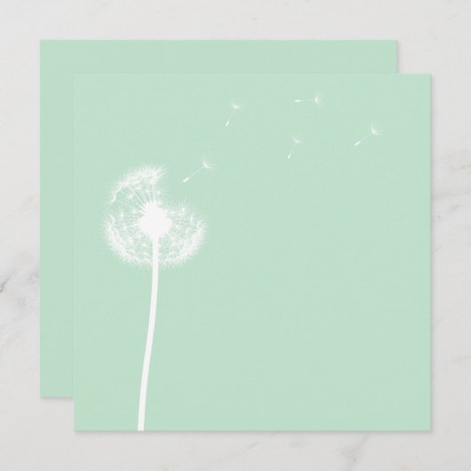 Invitation Dandelion sur l'invitation blank Mint (Devant / Derrière)