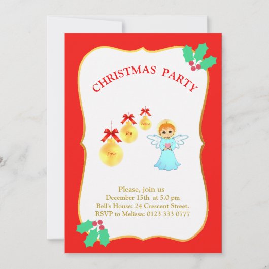 Invitation d'ange de fête de Noël (Devant)