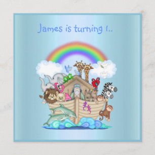 Invitation d'animaux d'arche Noahs BLUE 2