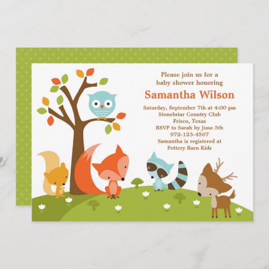 Invitation d'animaux de bois mignon (Devant / Derrière)