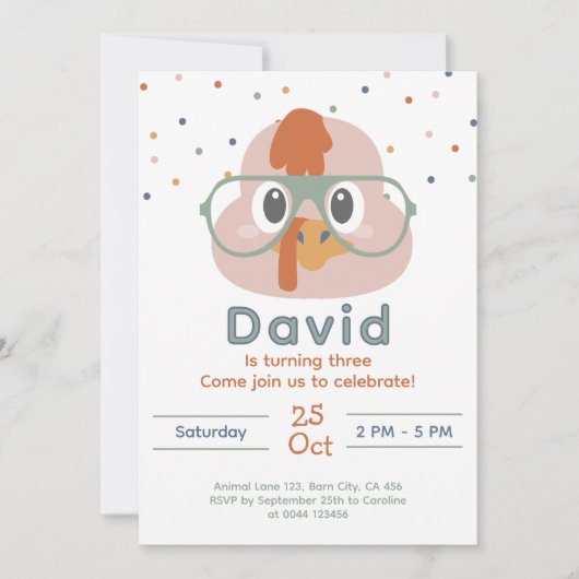 Invitation d'animaux de ferme mignons | Invitation (Devant)