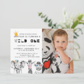 Invitation d'animaux de fête simple moderne (Debout devant)