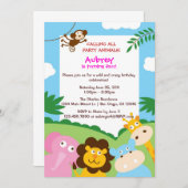 Invitation d'animaux de jungle (Devant / Derrière)