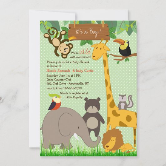 Invitation d'animaux de la jungle pure (Devant)