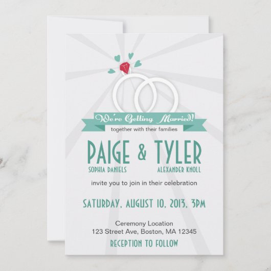 Invitation d'anneaux de mariage (Devant)