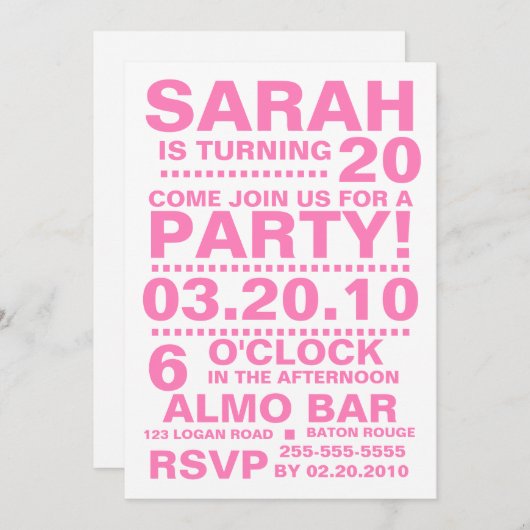 Invitation d'anniversaire (Devant / Derrière)