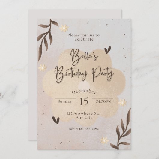 Invitation d'anniversaire (Devant / Derrière)