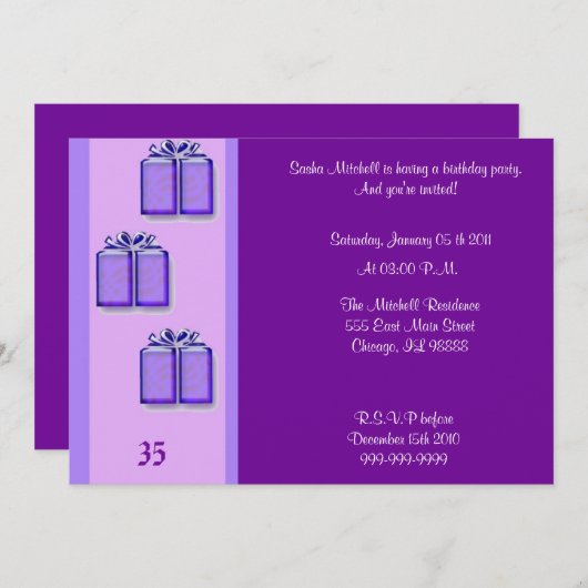 Invitation d'anniversaire (Devant / Derrière)