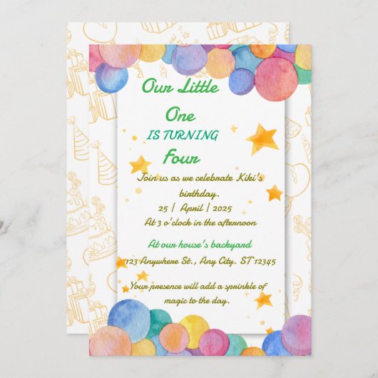 Invitation d'anniversaire (Devant / Derrière)