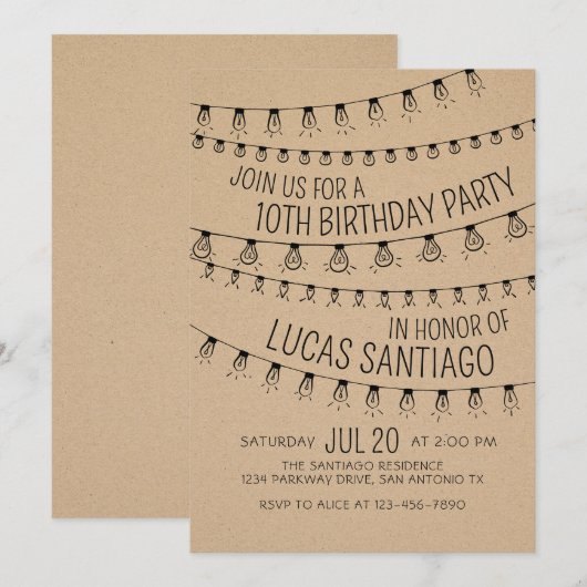 Invitation d'anniversaire (Devant / Derrière)