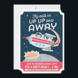 Invitation d'anniversaire<br><div class="desc">Jolie rocketship dans l'espace style rétro anniversaire de enfant invitations de fête</div>