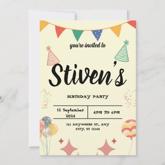 Invitation d'anniversaire (Devant)