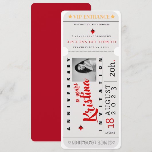 INVITATION D'ANNIVERSAIRE (Devant / Derrière)