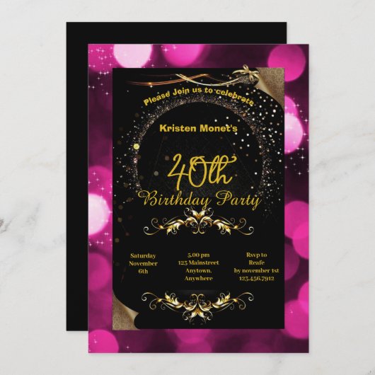 Invitation d'anniversaire (Devant / Derrière)