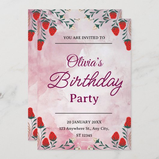 Invitation d'anniversaire (Devant / Derrière)