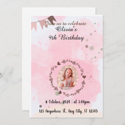 Invitation d'anniversaire (Devant / Derrière)