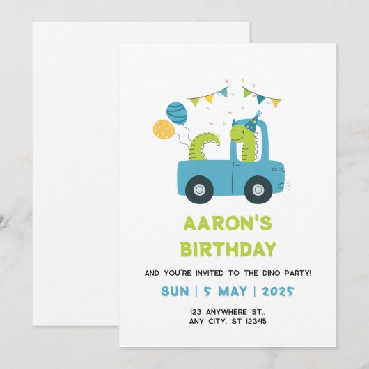 Invitation d'anniversaire (Devant / Derrière)