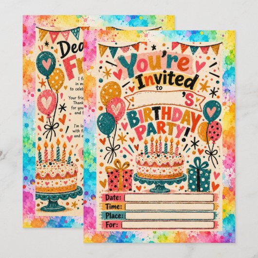 Invitation d'anniversaire (Devant / Derrière)