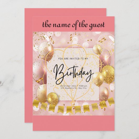 invitation d'anniversaire (Devant / Derrière)