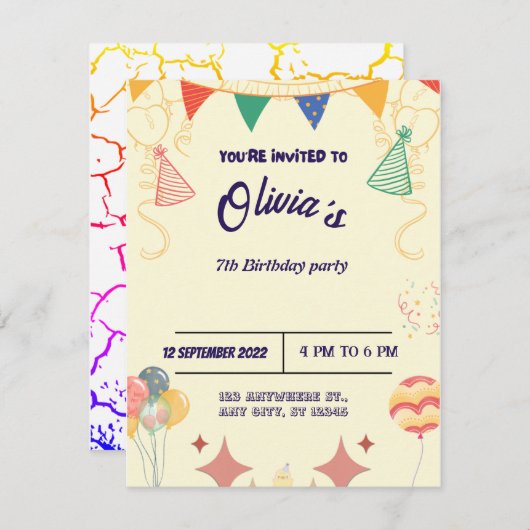 invitation d'anniversaire (Devant / Derrière)
