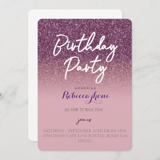 Invitation d'anniversaire (Devant / Derrière)