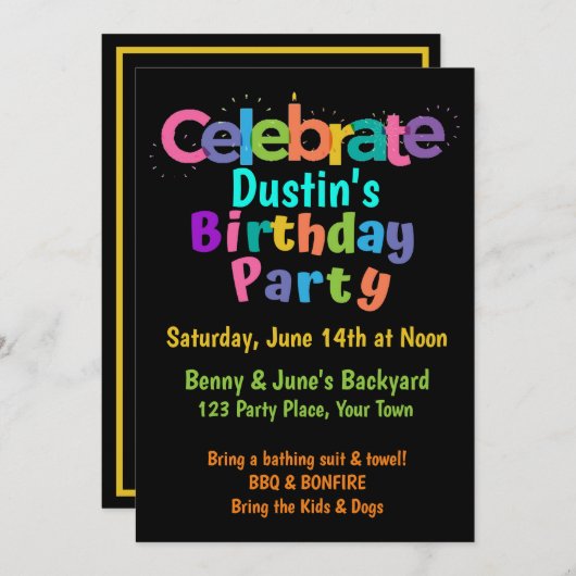 Invitation d'anniversaire (Devant / Derrière)